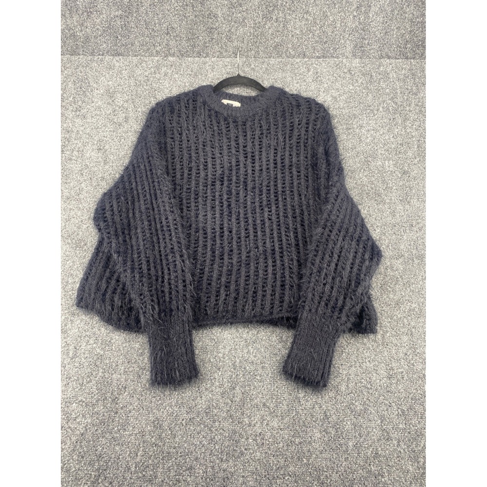 Universal Thread Fuzzy Ribbed Knit Sweater Womens Large Navy Blue Pullover Cozy